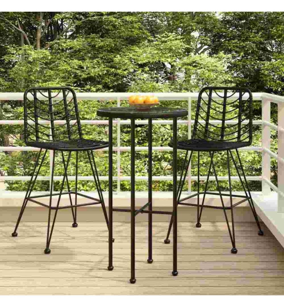 Tabourets de bar 2 pcs Noir 45x56x103,5 cm Résine tressée acier