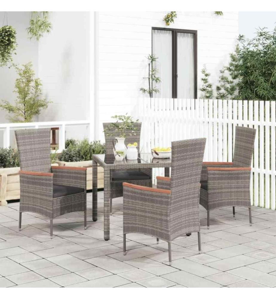 Gartenstühle mit Kissen 4 Stk. Poly Rattan Grau
