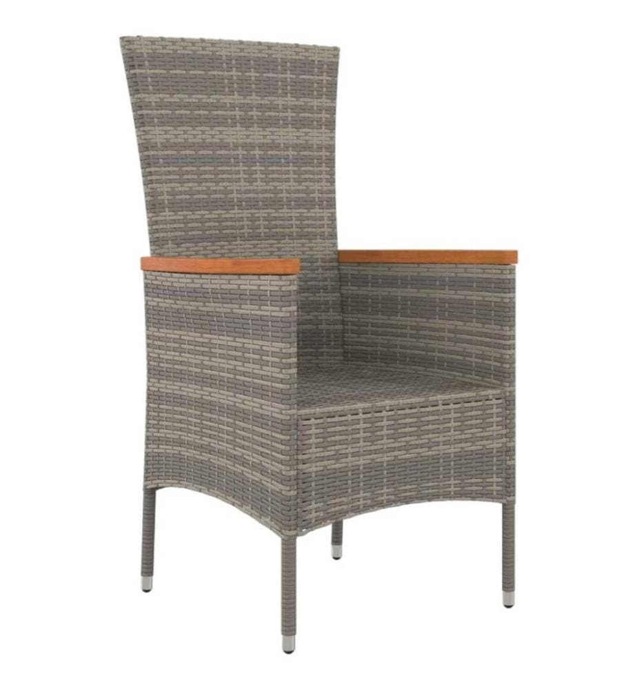 Gartenstühle mit Kissen 4 Stk. Poly Rattan Grau