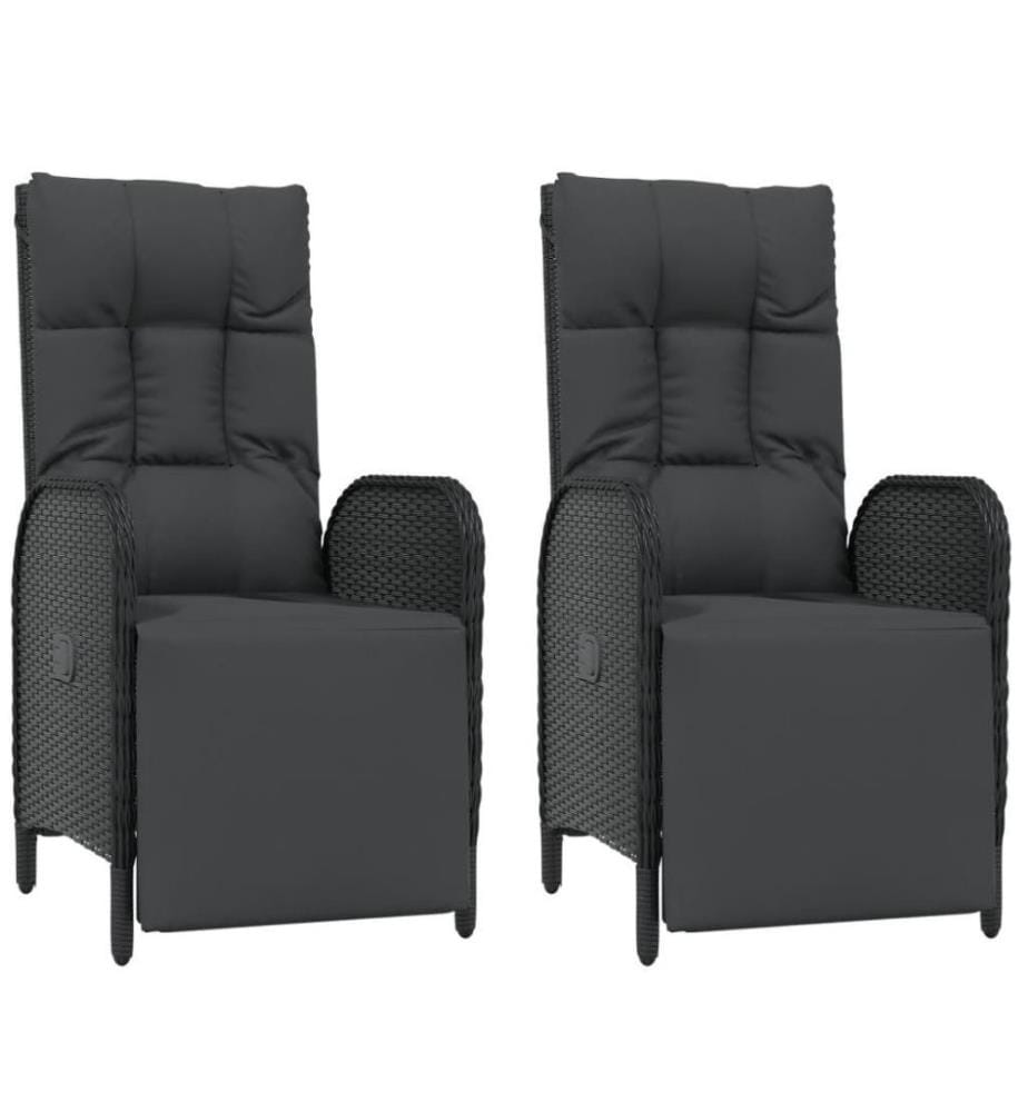 Garten-Relaxsessel mit Kissen 2 Stk. Poly Rattan Schwarz