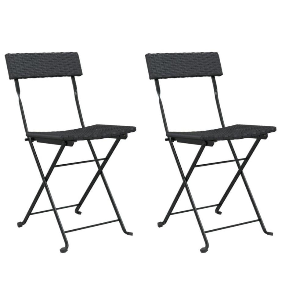 Chaises de bistrot pliantes 2 pcs Noir Résine tressée et acier