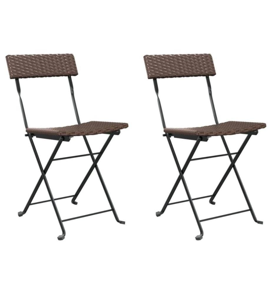 Bistrostühle 2 Stk. Klappbar Braun Poly Rattan und Stahl