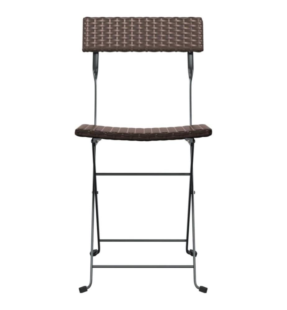 Bistrostühle 2 Stk. Klappbar Braun Poly Rattan und Stahl