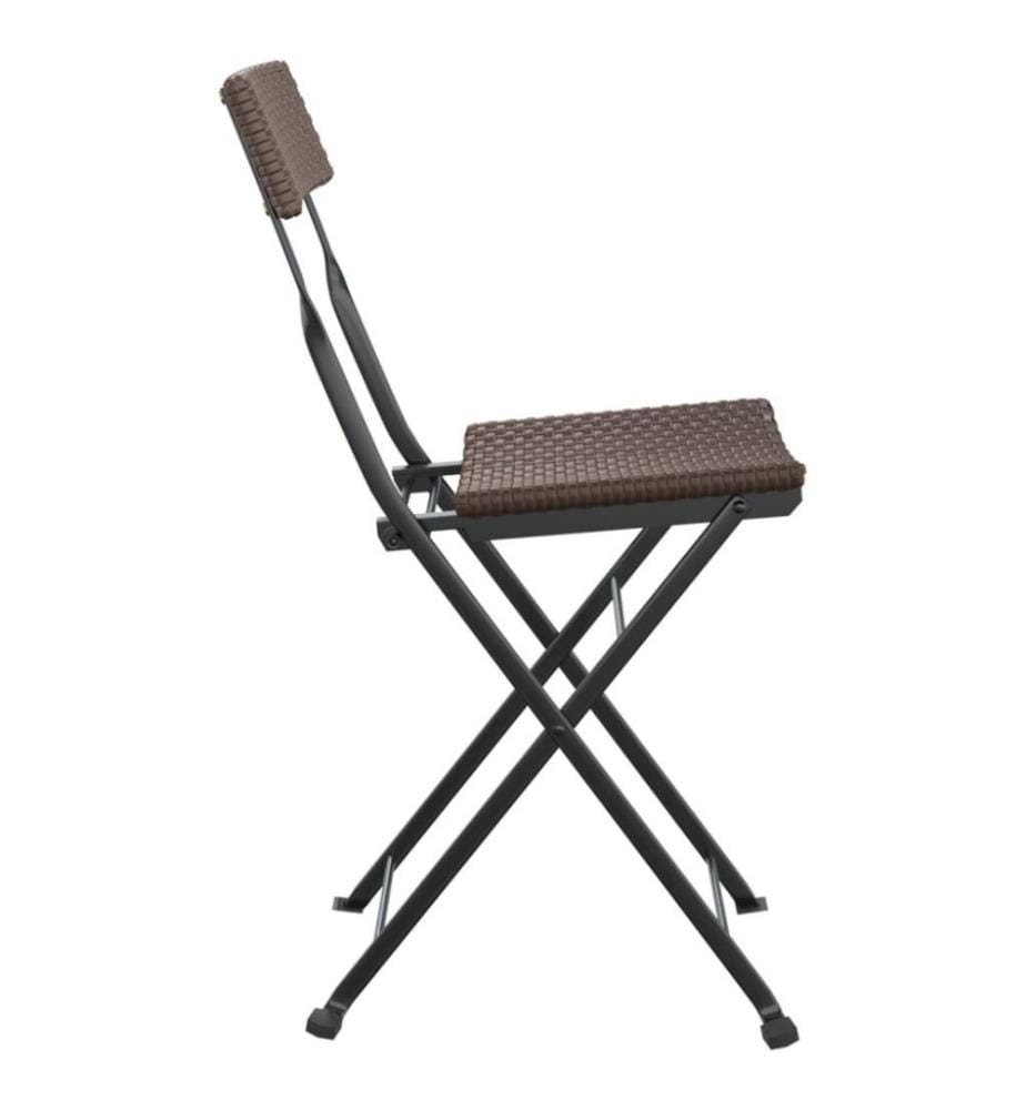 Bistrostühle 2 Stk. Klappbar Braun Poly Rattan und Stahl