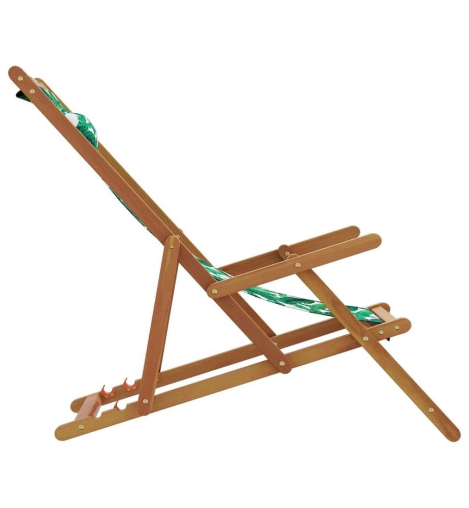 Chaises de plage pliantes lot de 2 tissu et bois massif