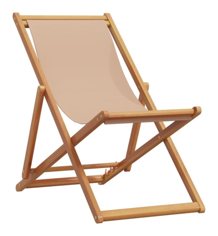 Strandstühle 2 Stk. Klappbar Taupe Stoff und Massivholz