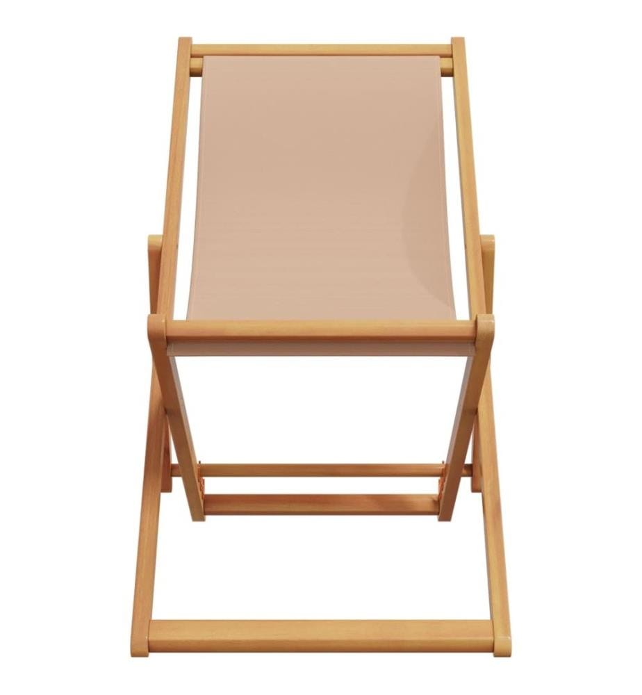Strandstühle 2 Stk. Klappbar Taupe Stoff und Massivholz