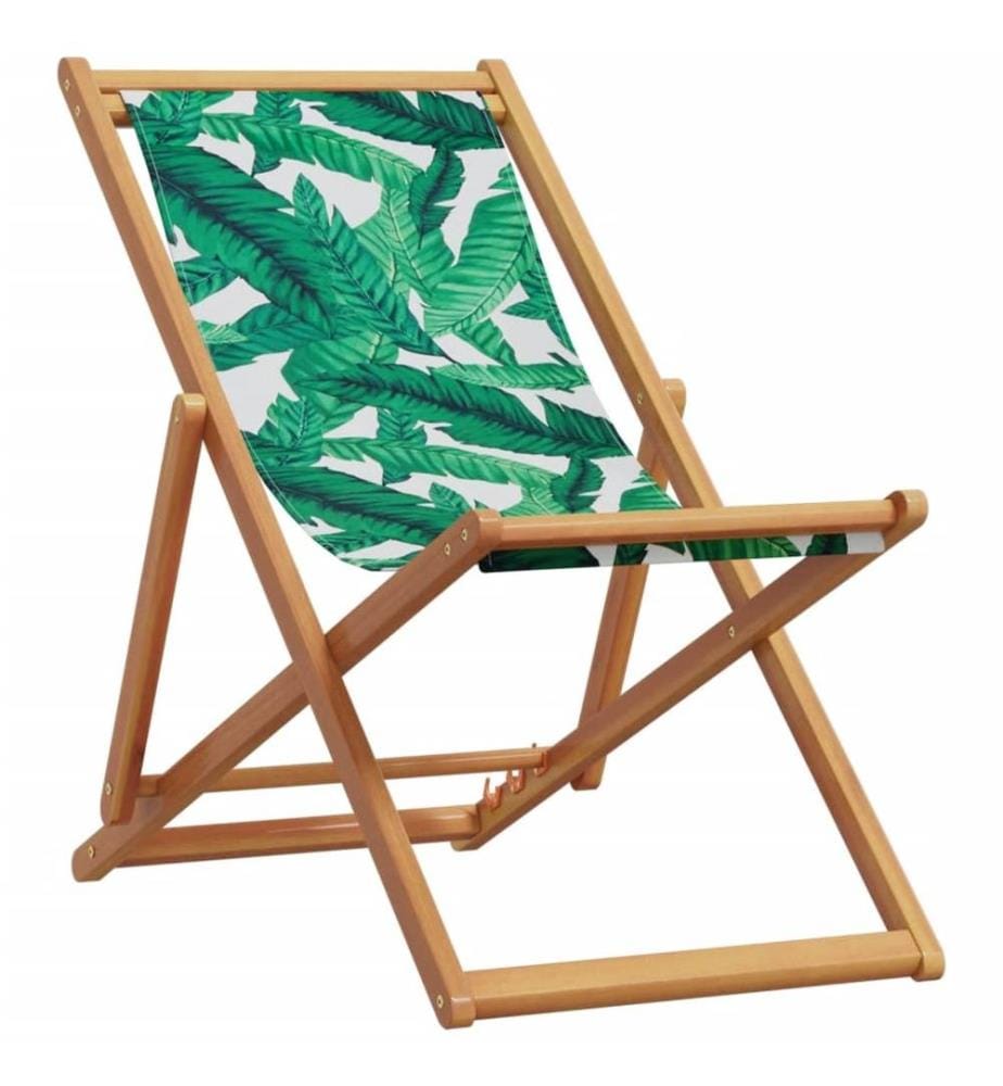Chaises de plage pliantes lot de 2 tissu et bois massif