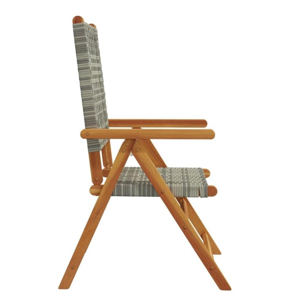 Gartenstuhl Verstellbar 6 Stk. Grau Poly Rattan Massivholz