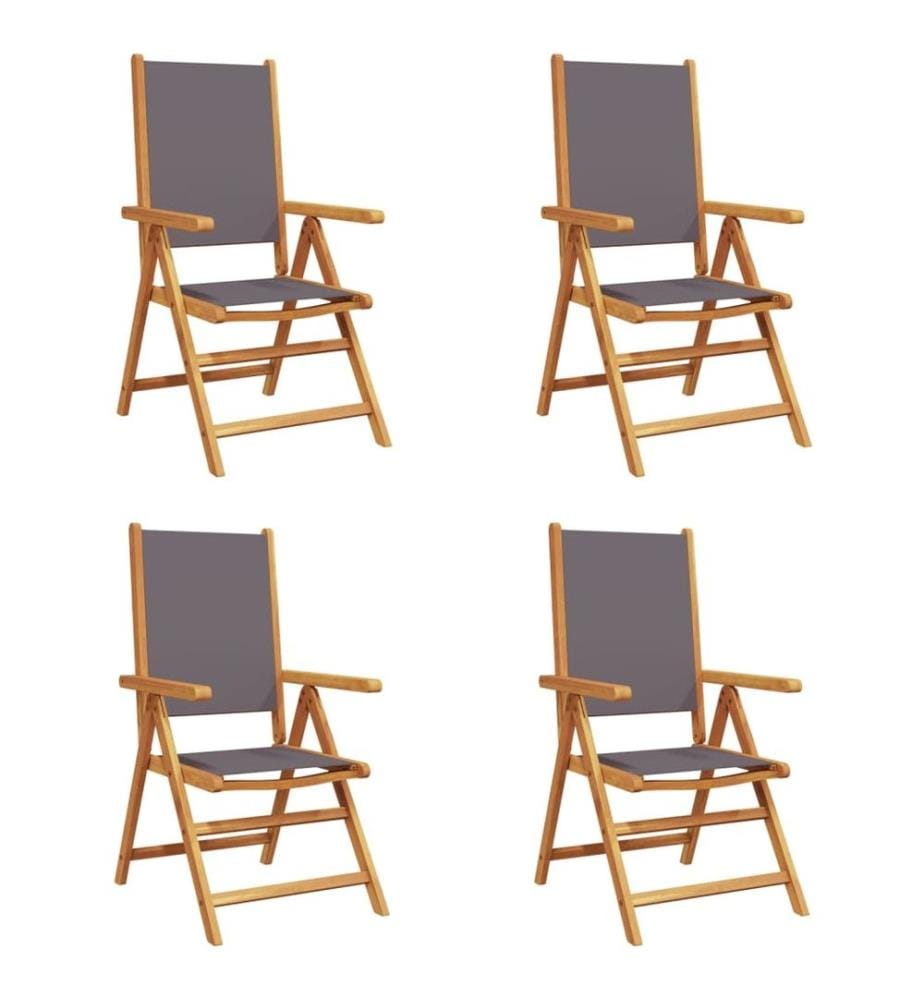Chaises inclinables de jardin lot de 4 tissu et bois massif