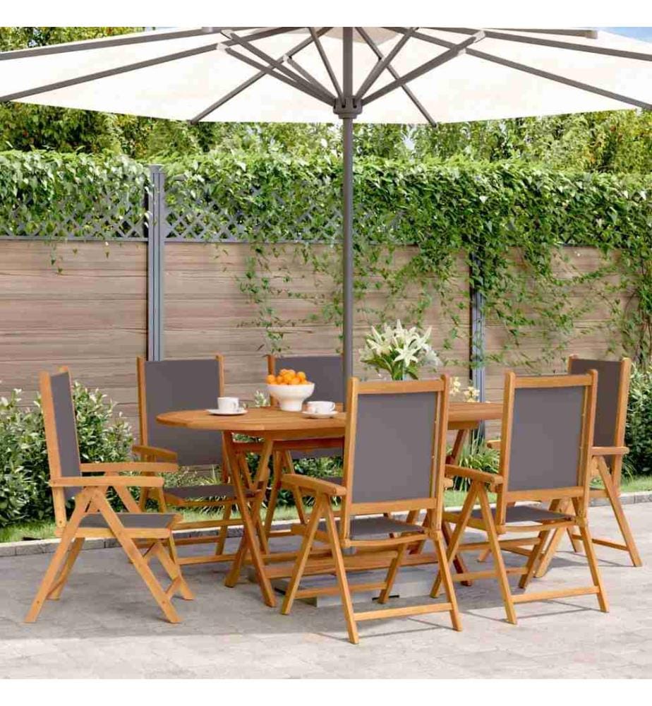 Chaises inclinables de jardin lot de 6 tissu et bois massif