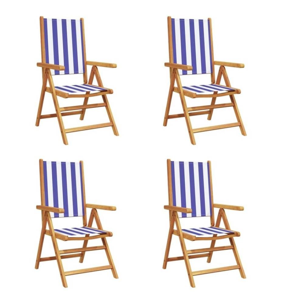 Chaises inclinables de jardin lot de 4 tissu et bois massif