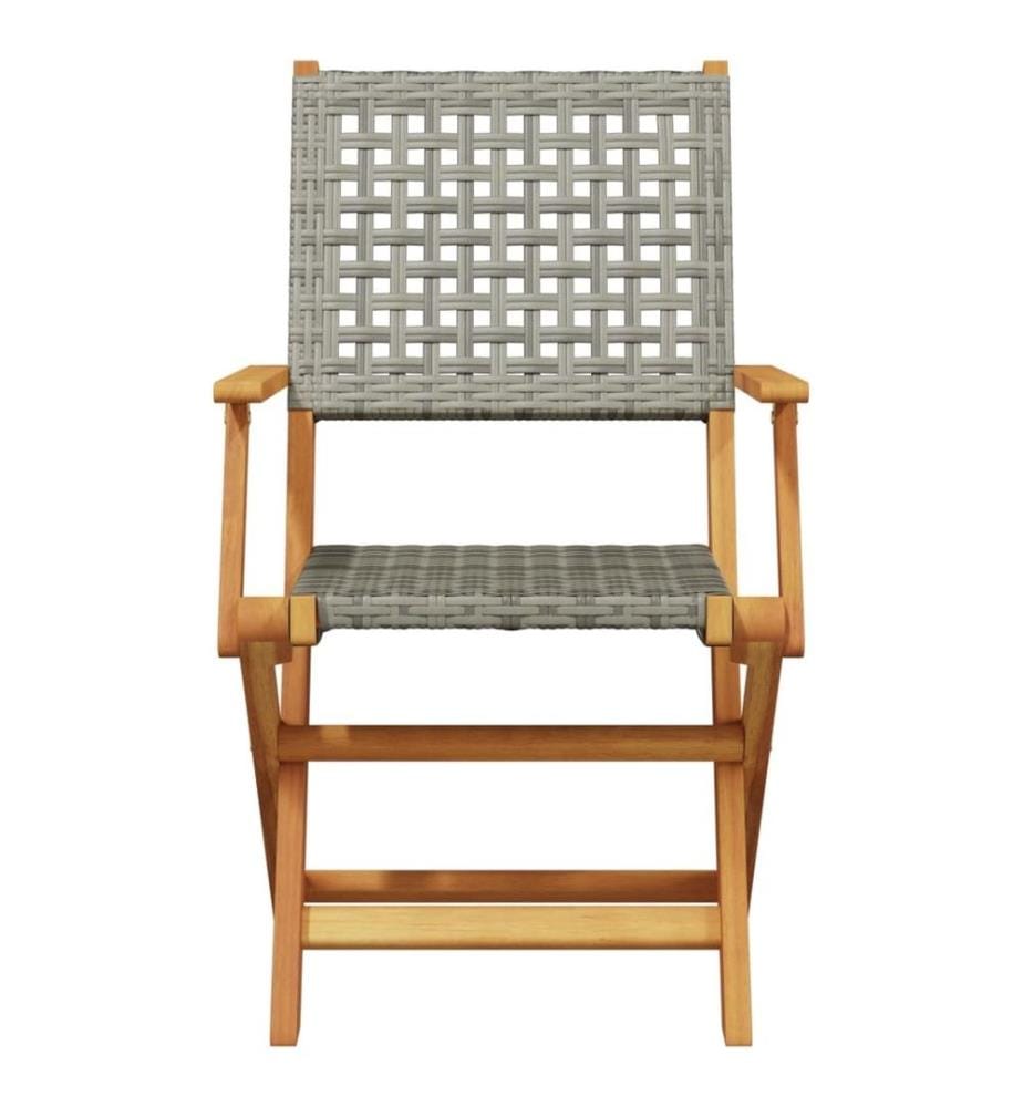 Chaises de jardin pliantes lot de 8 gris poly rotin bois massif