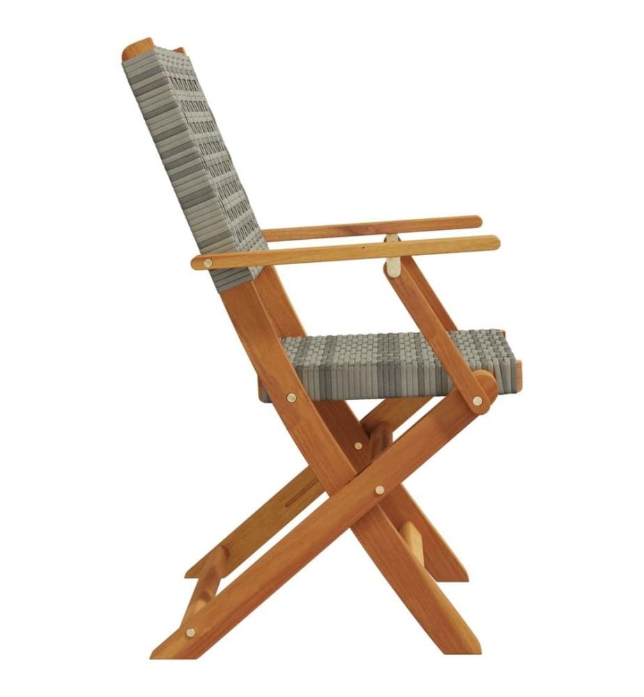 Chaises de jardin pliantes lot de 8 gris poly rotin bois massif