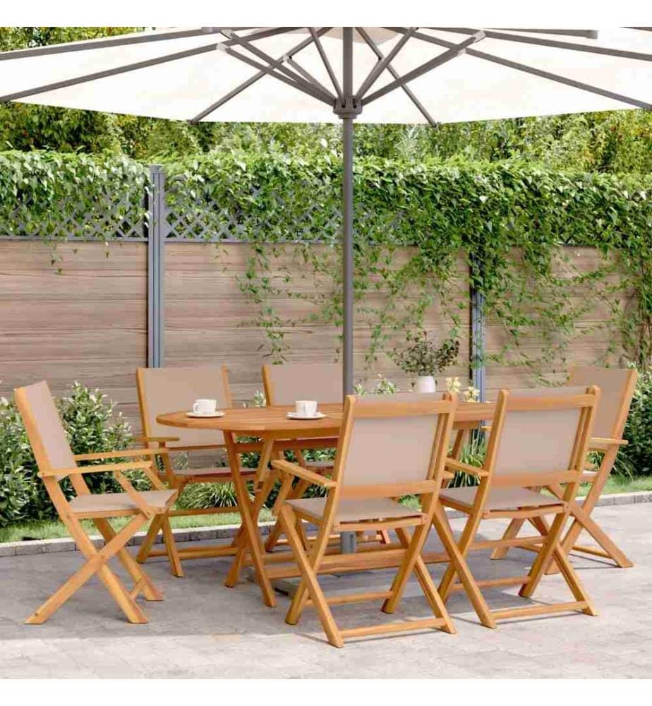 Chaises de jardin pliantes lot de 6 taupe tissu et bois massif