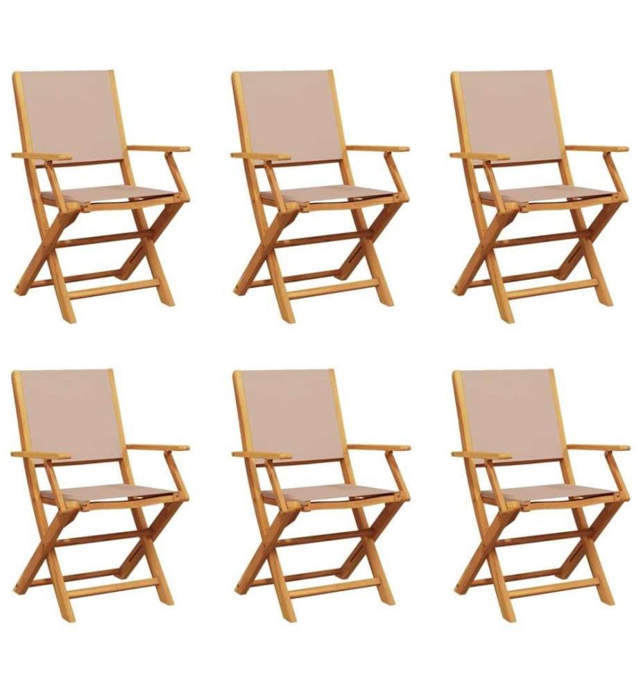 Chaises de jardin pliantes lot de 6 taupe tissu et bois massif