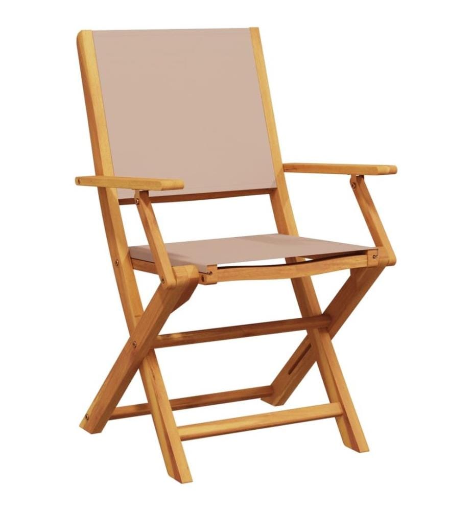 Chaises de jardin pliantes lot de 6 taupe tissu et bois massif