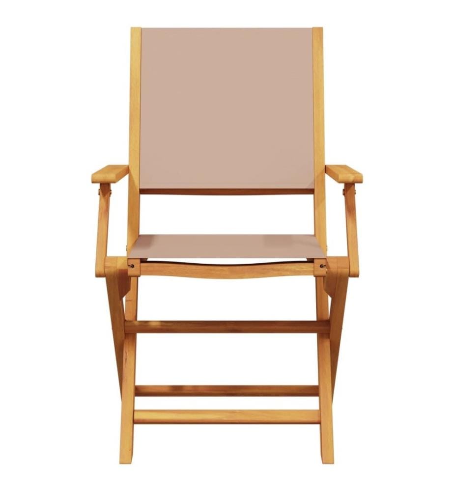 Chaises de jardin pliantes lot de 6 taupe tissu et bois massif