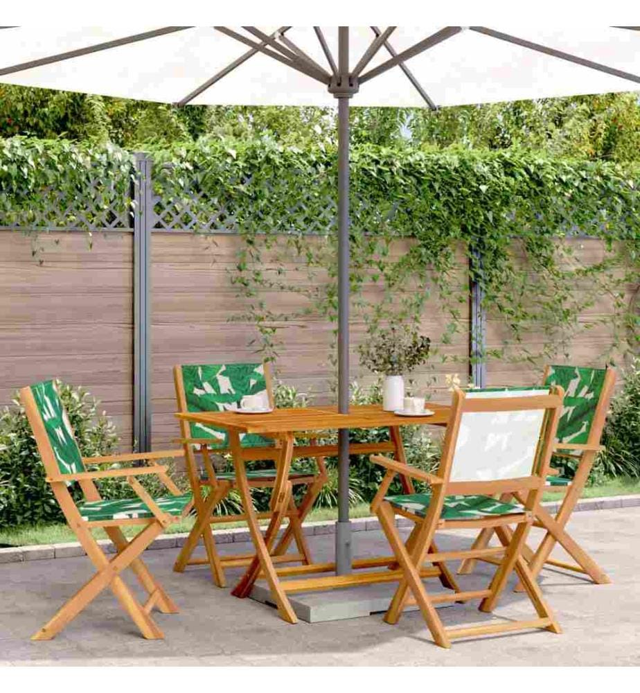 Gartenstühle 4 Stk. Klappbar Grün Stoff und Massivholz