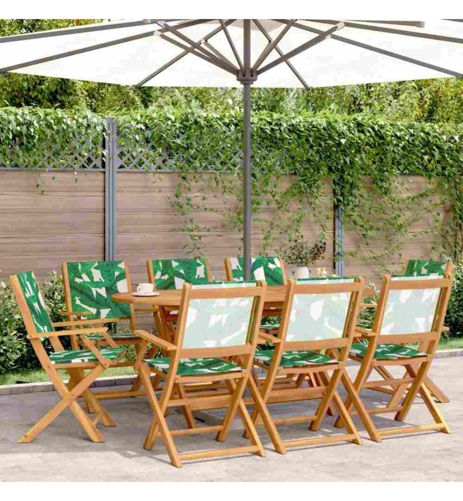 Chaises de jardin pliantes lot de 8 vert tissu et bois massif