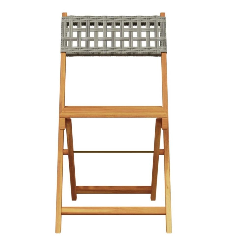 Gartenstühle 4 Stk. Klappbar Grau Poly Rattan & Massivholz