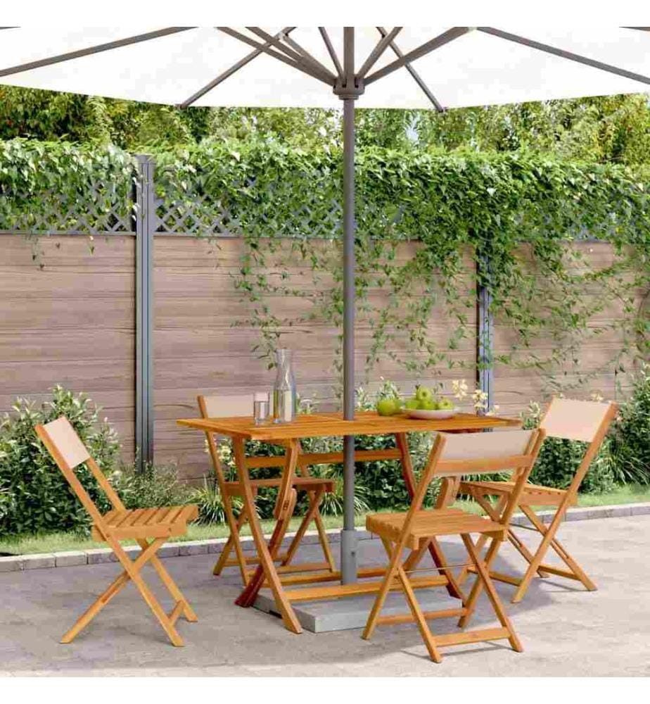 Chaises de jardin pliantes lot de 4 beige tissu et bois massif