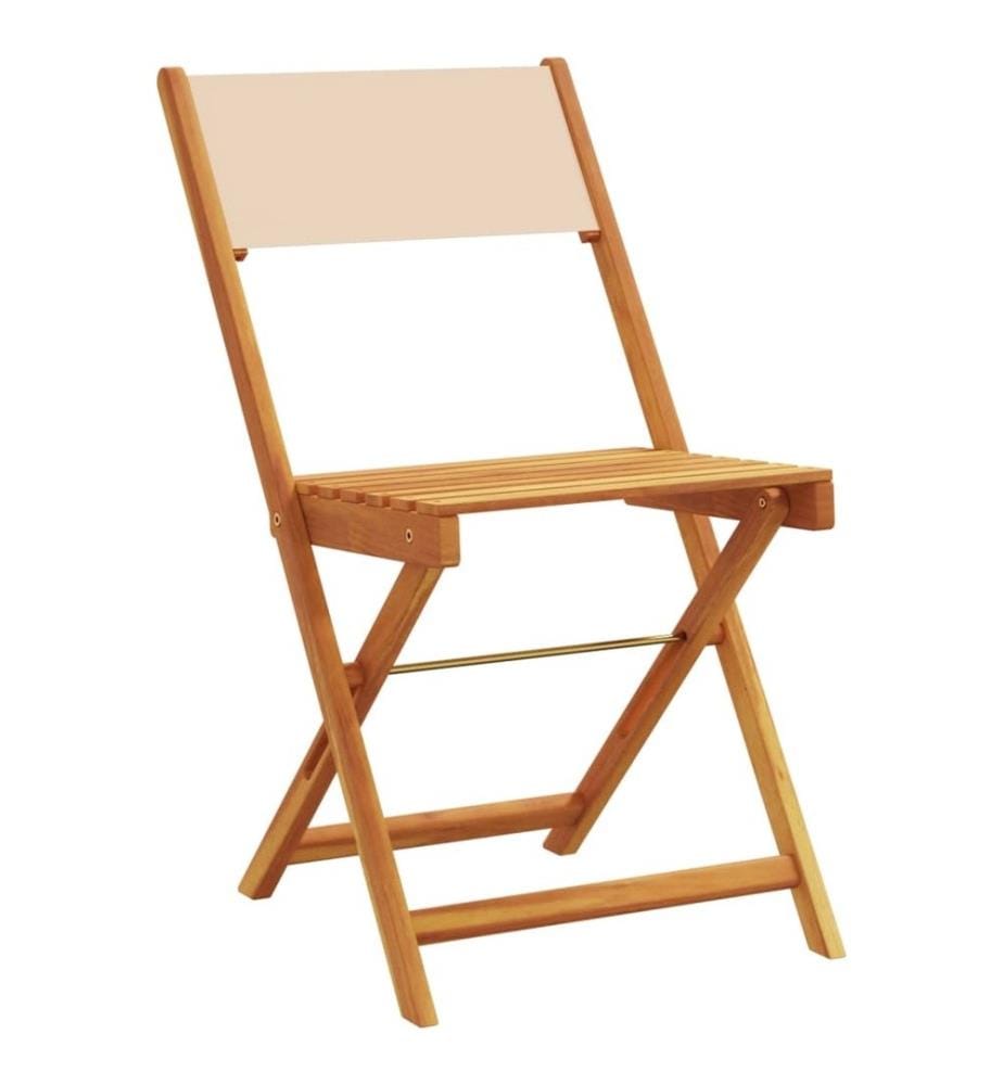 Chaises de jardin pliantes lot de 6 beige tissu et bois massif