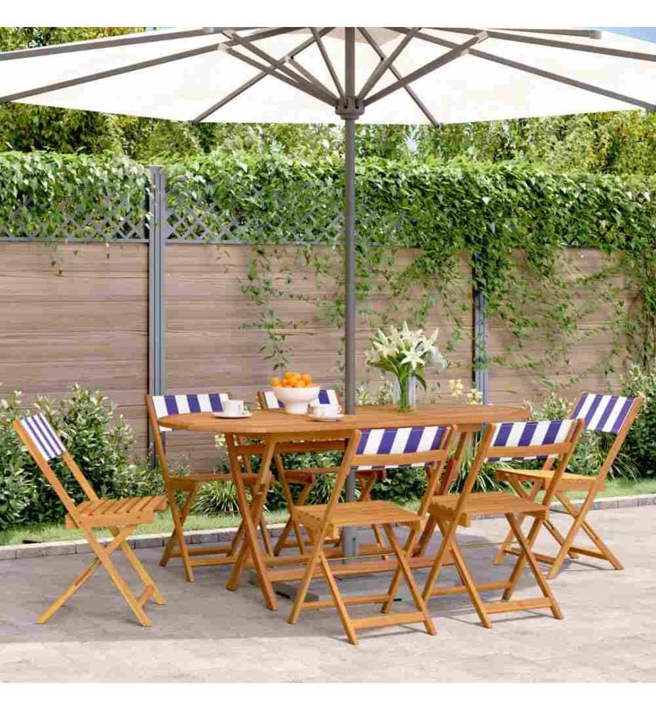 Chaises de jardin pliantes lot de 6 tissu et bois massif