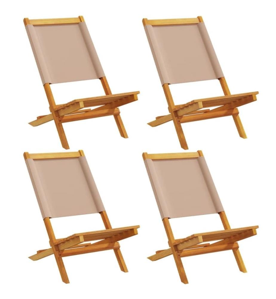 Gartenstühle 4 Stk. Klappbar Taupe Stoff und Massivholz