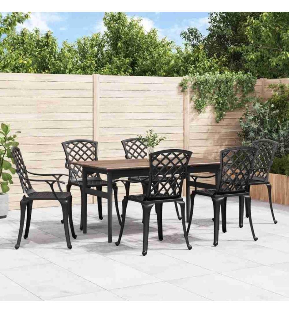 Chaises de jardin lot de 6 fonte d'aluminium noir