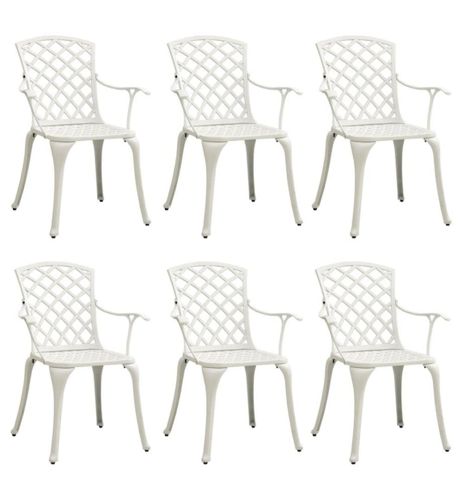 Chaises de jardin lot de 6 fonte d'aluminium blanc
