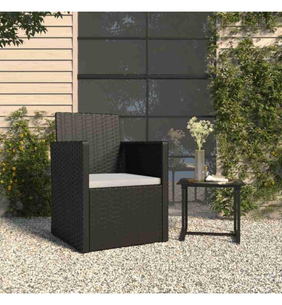Gartensessel mit Kissen Schwarz Poly Rattan