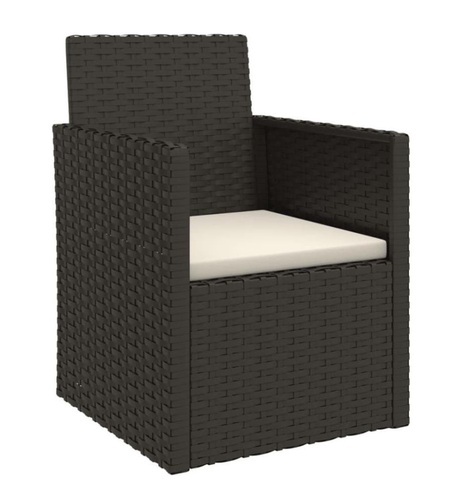 Gartensessel mit Kissen Schwarz Poly Rattan