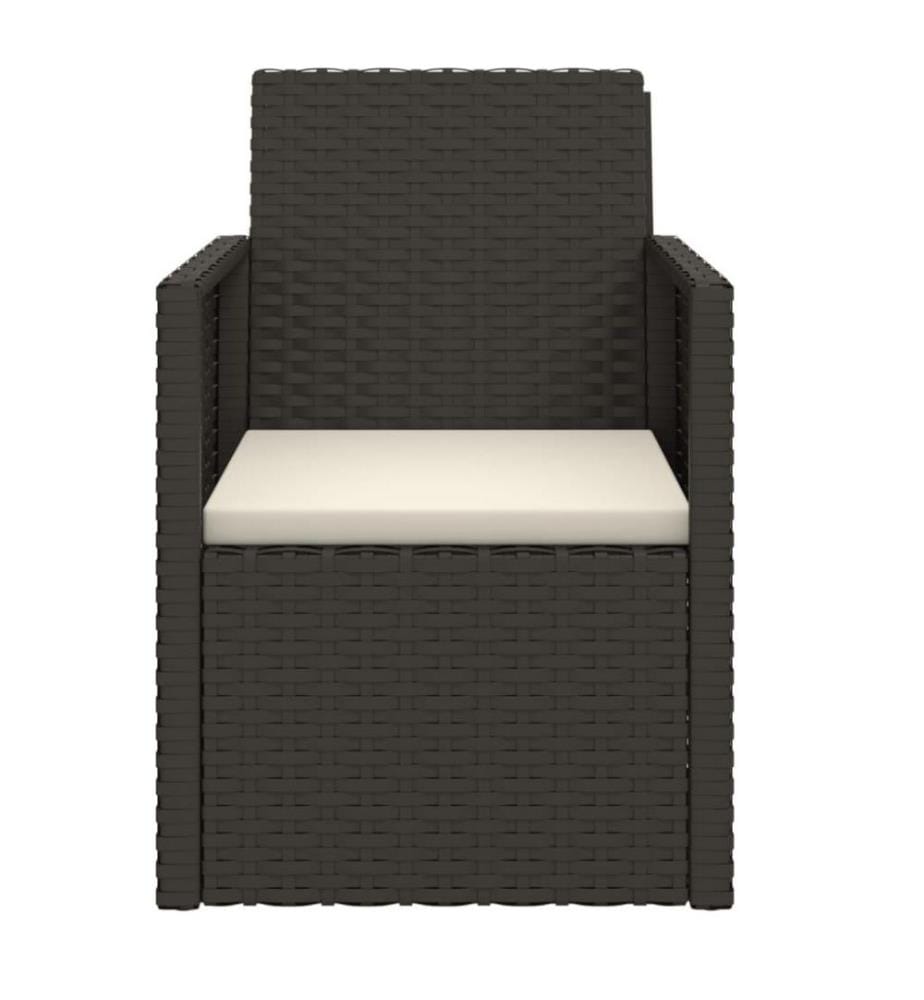 Gartensessel mit Kissen Schwarz Poly Rattan