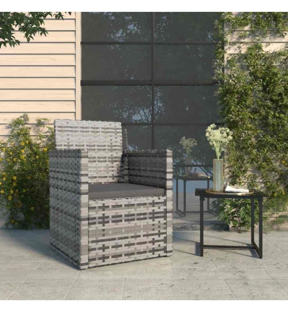 Gartensessel mit Kissen Grau Poly Rattan