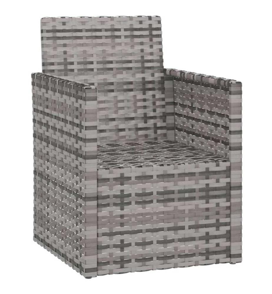 Gartensessel mit Kissen Grau Poly Rattan