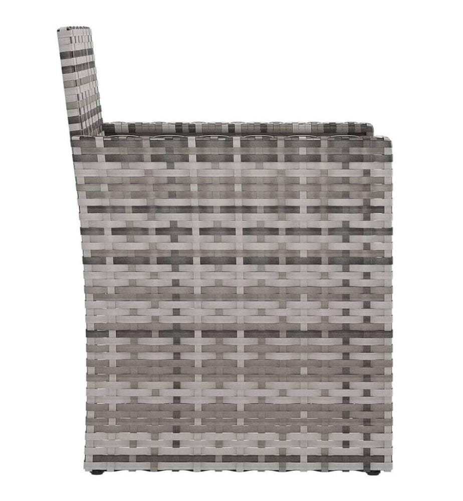 Gartensessel mit Kissen Grau Poly Rattan