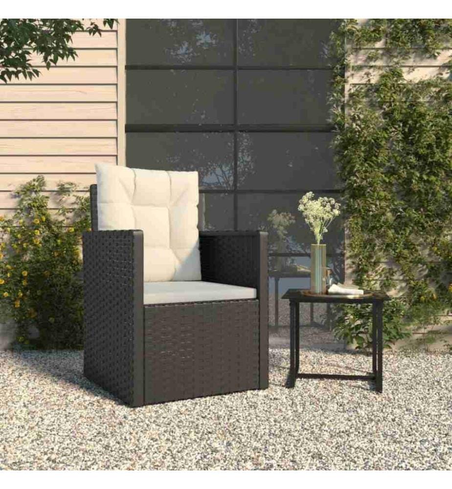 Gartensessel mit Kissen Schwarz Poly Rattan