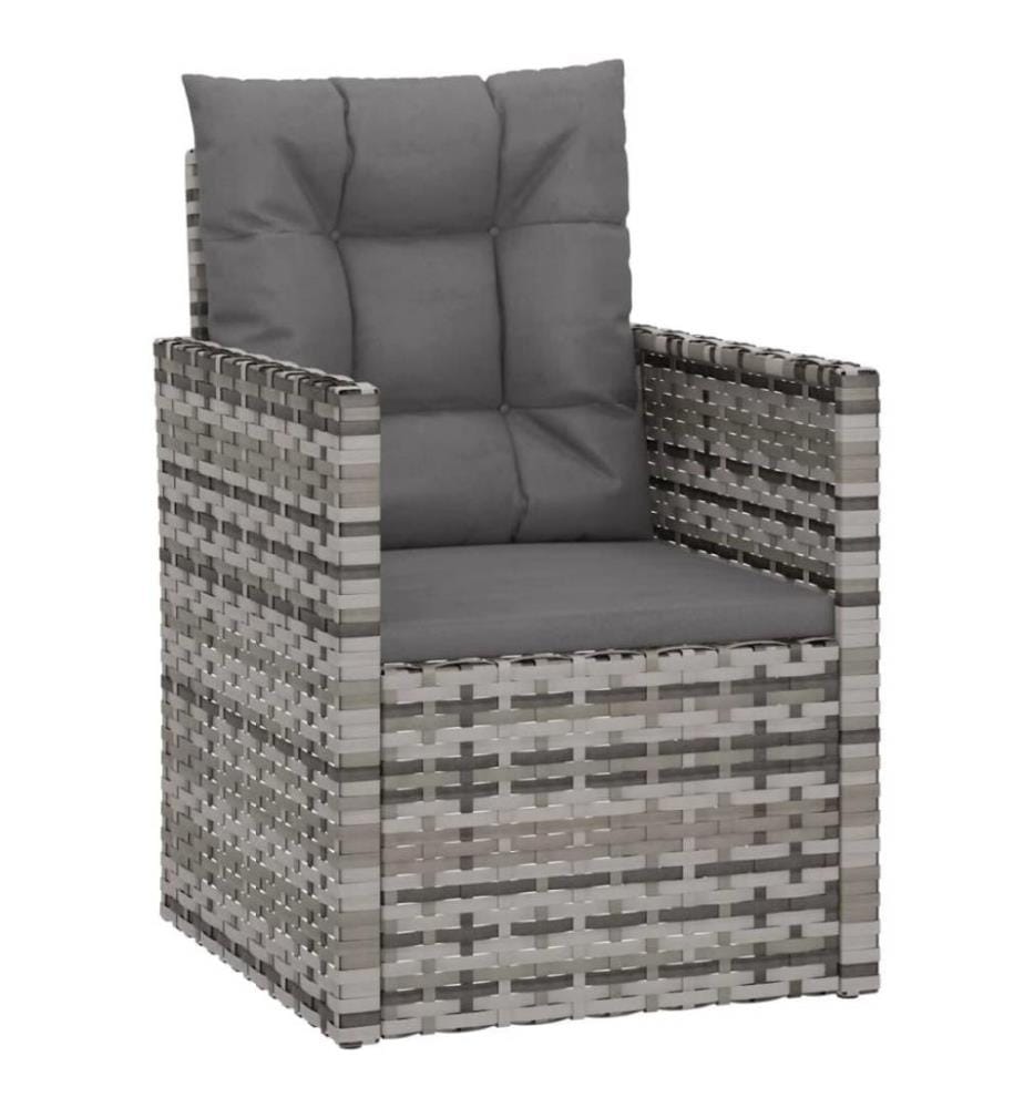 Gartensessel mit Kissen Grau Poly Rattan