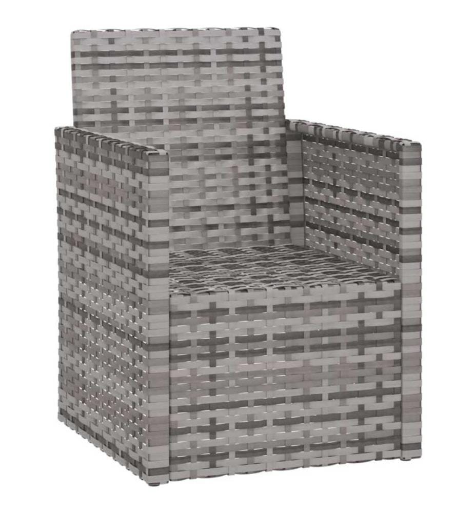Gartensessel mit Kissen Grau Poly Rattan