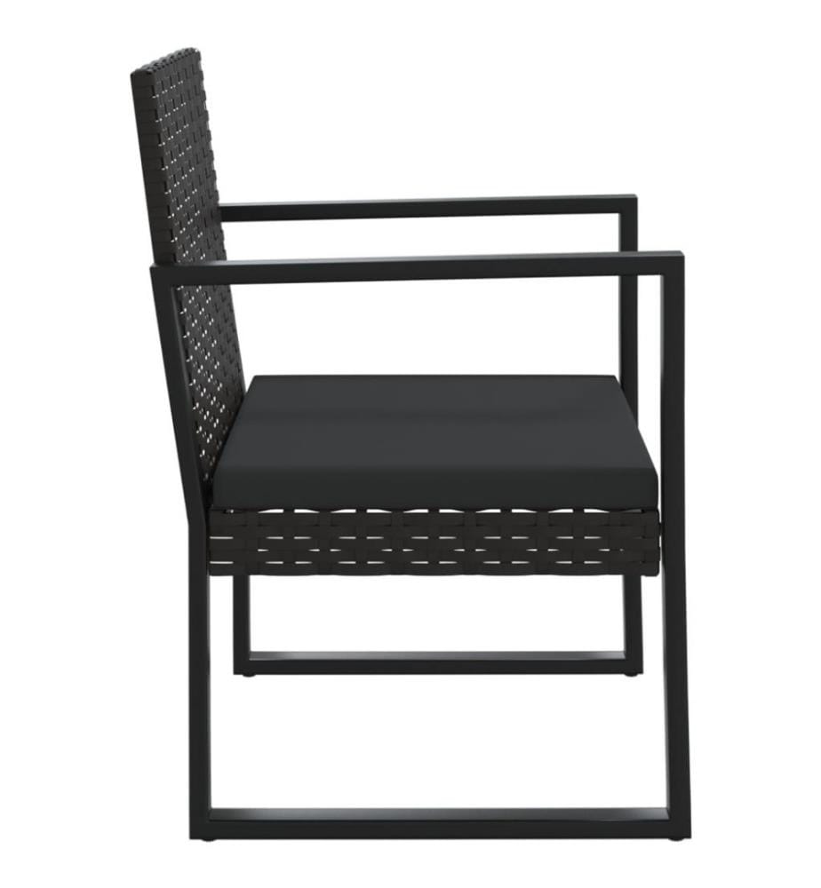 Gartensessel mit Kissen Schwarz Poly Rattan