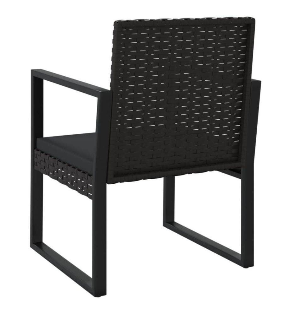 Gartensessel mit Kissen Schwarz Poly Rattan