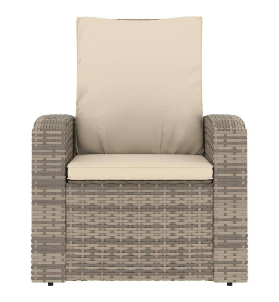 Gartensessel Verstellbar mit Kissen Hellbraun Poly Rattan