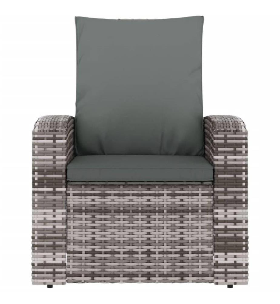 Fauteuil inclinable de jardin avec coussins gris résine tressée