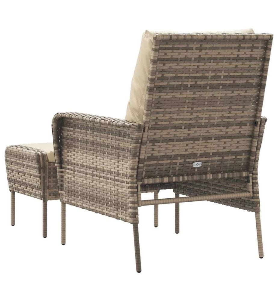 Gartenstuhl mit Fusshocker Hellbraun Poly Rattan