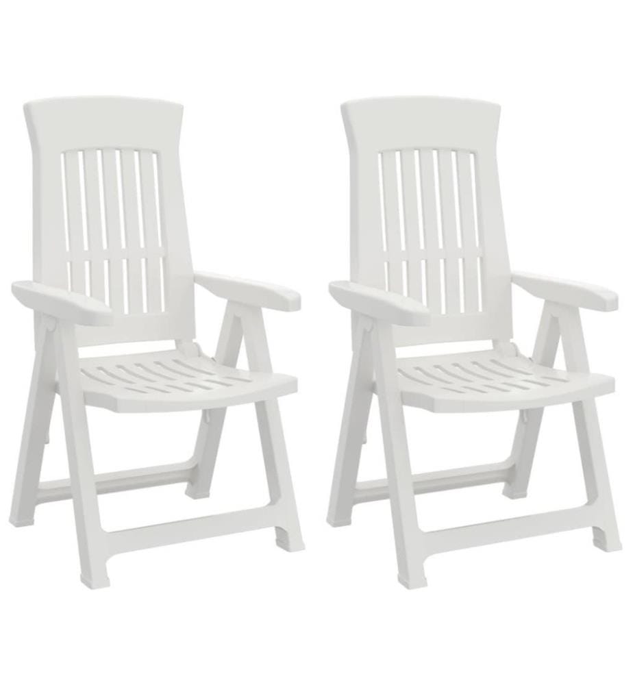 Gartenstühle 2 Stk. Verstellbar Weiss PP
