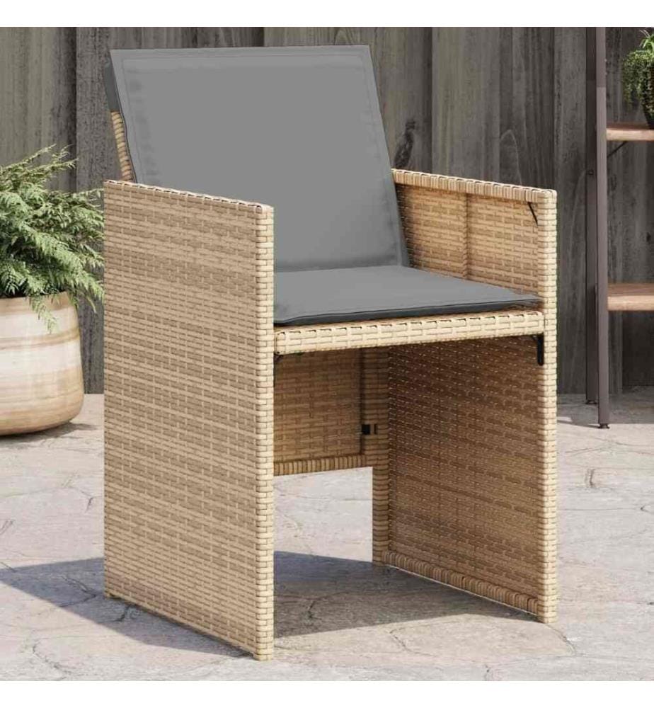 Chaises de jardin avec coussins lot de 4 mélange beige