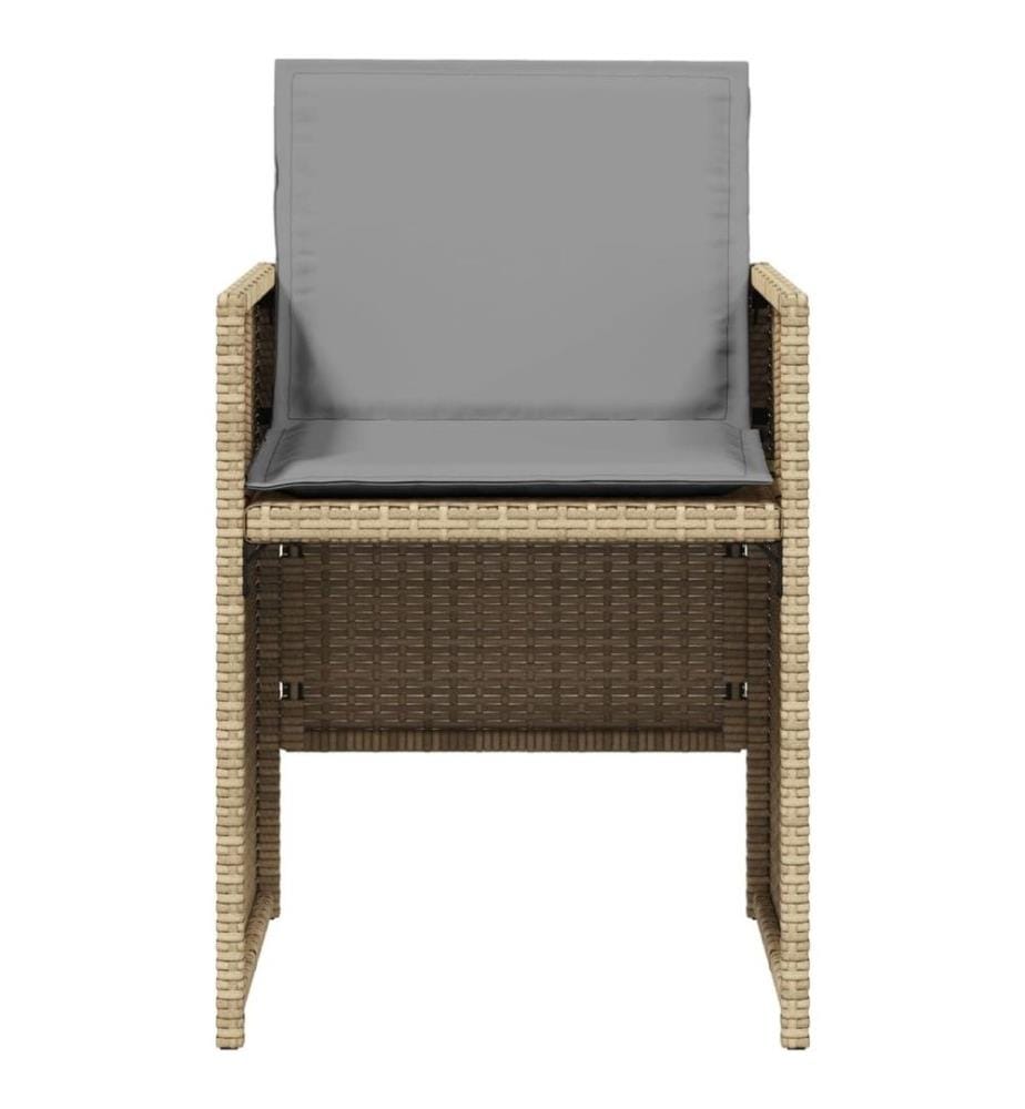 Chaises de jardin avec coussins lot de 4 mélange beige