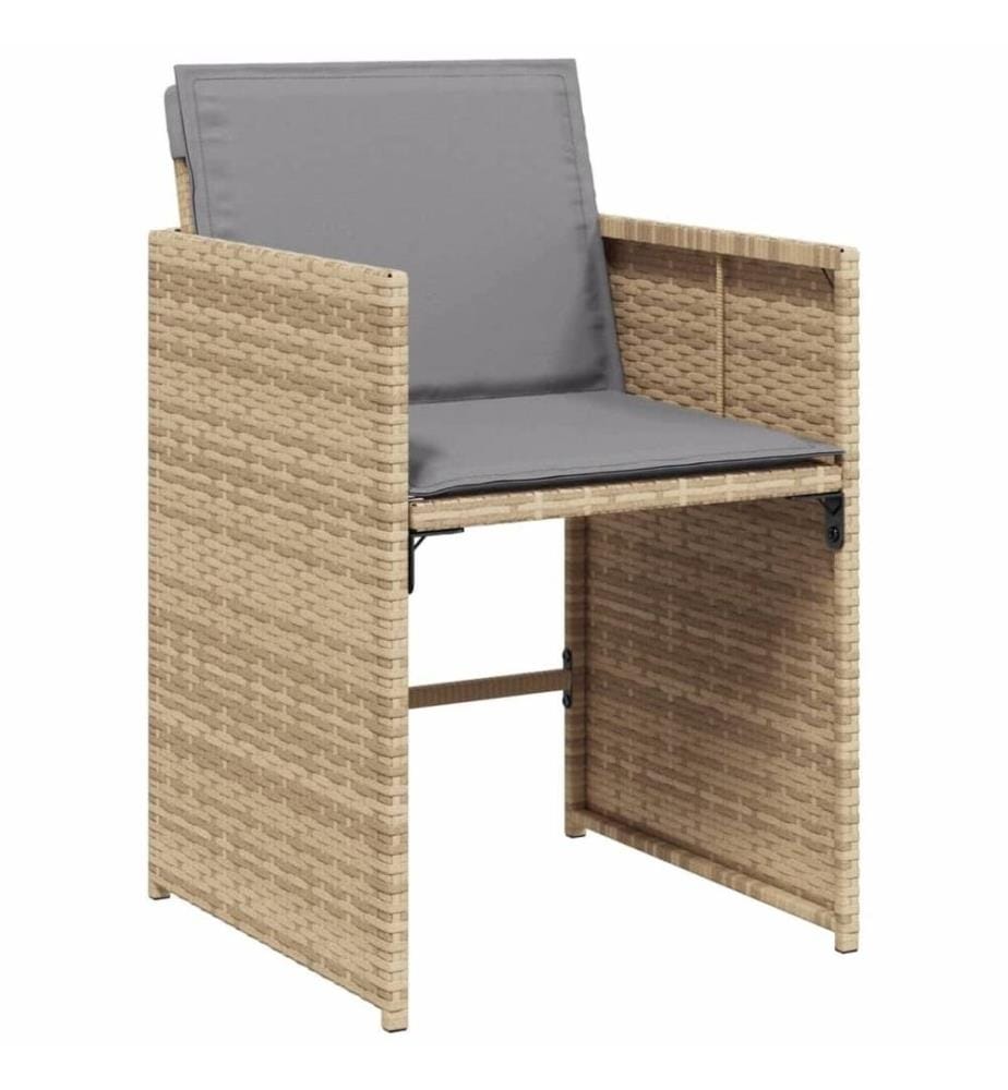 Chaises de jardin avec coussins lot de 4 mélange beige