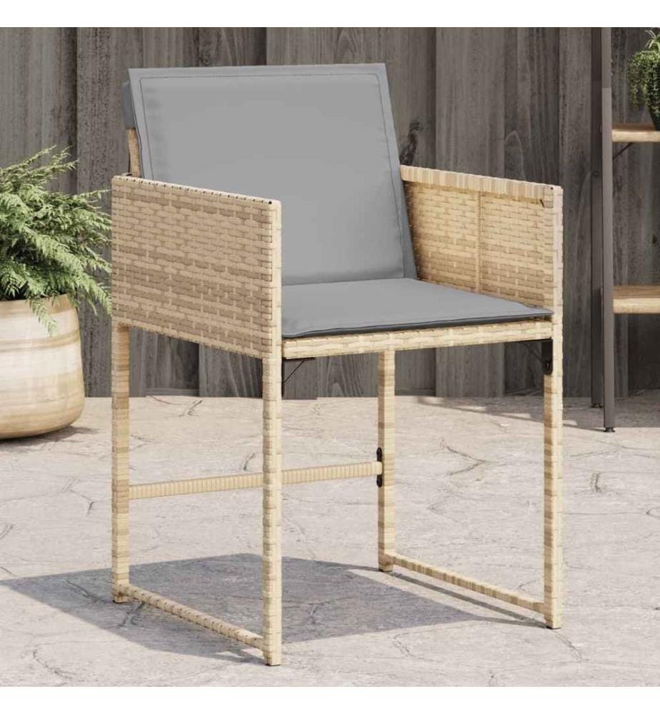 Chaises de jardin avec coussins lot de 4 mélange beige